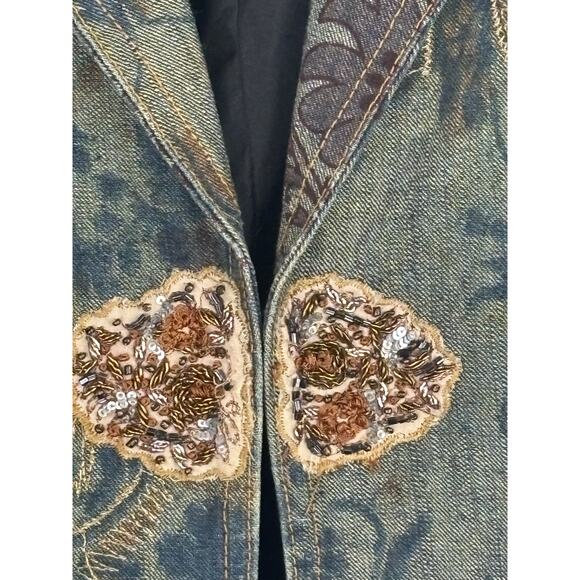 Chico’s Embellished Denim Blazer Women’s
 Size 12 - Picture 2 of 13